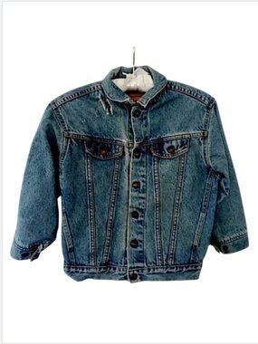 LEVI's Orange Tab Vintage Distressed Jean Jacket USA 7X *Fits women 2, XS, S